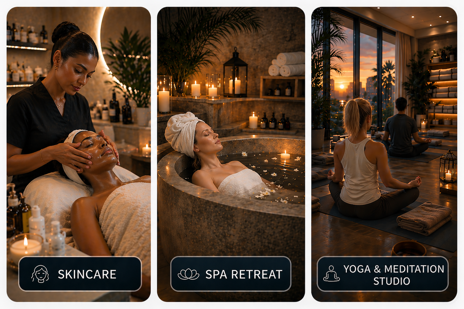 Skincare clinic, treatment room and holistic practice environments for Sanctum