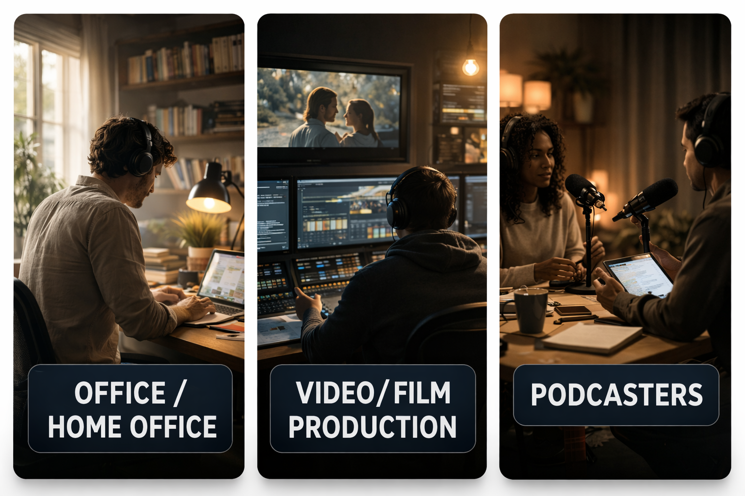 Office, TV and film production, and podcasting environments for Underlay